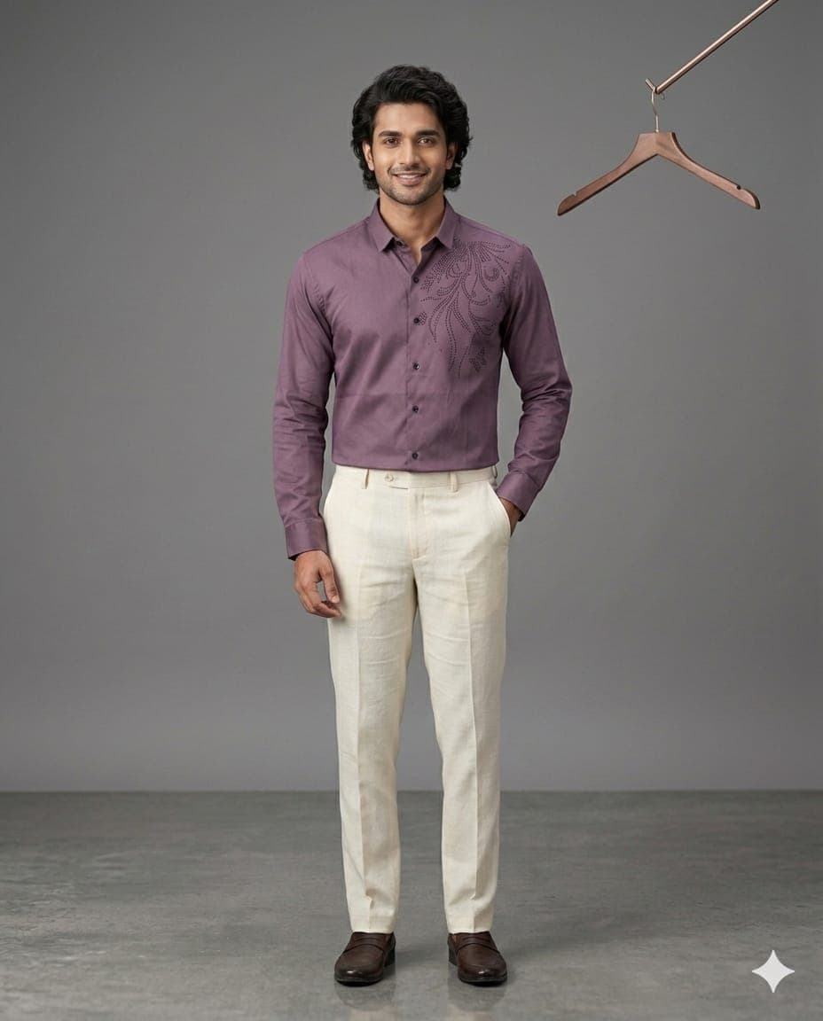 Midnight Purple Plain Shirt - View 3
