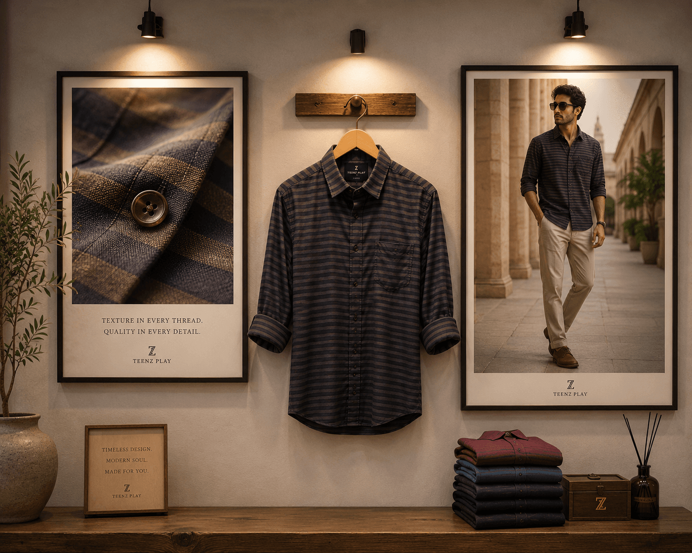 "Timeless Horizon" Men's Premium Striped Casual Shirt - View 4