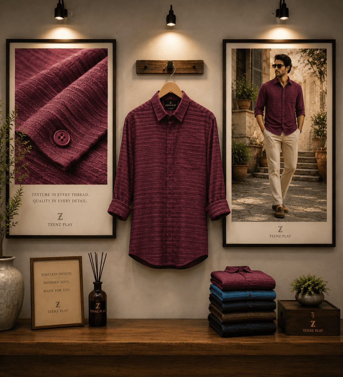 "Timeless Horizon" Men's Premium Striped Casual Shirt - View 3