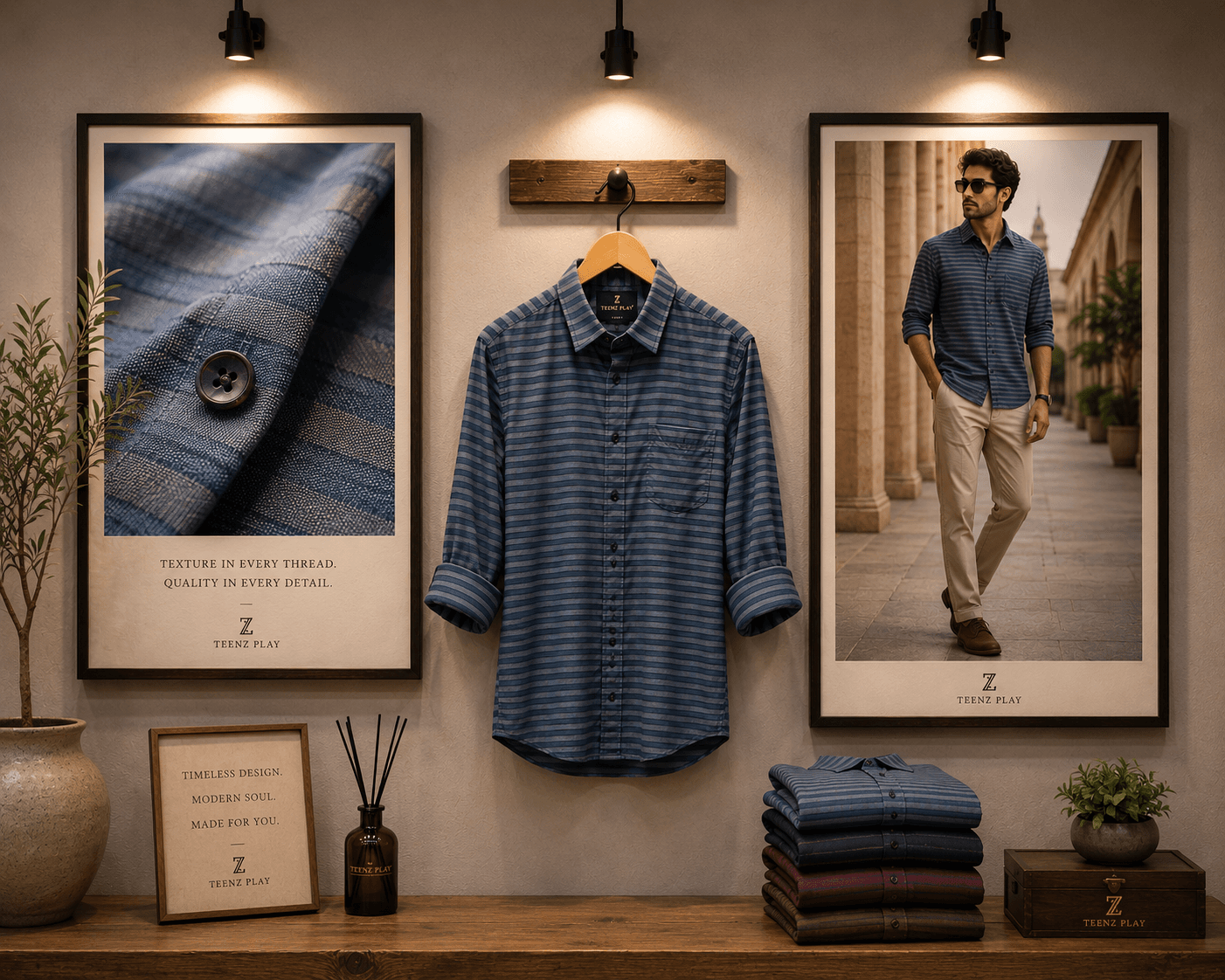"Timeless Horizon" Men's Premium Striped Casual Shirt - View 2