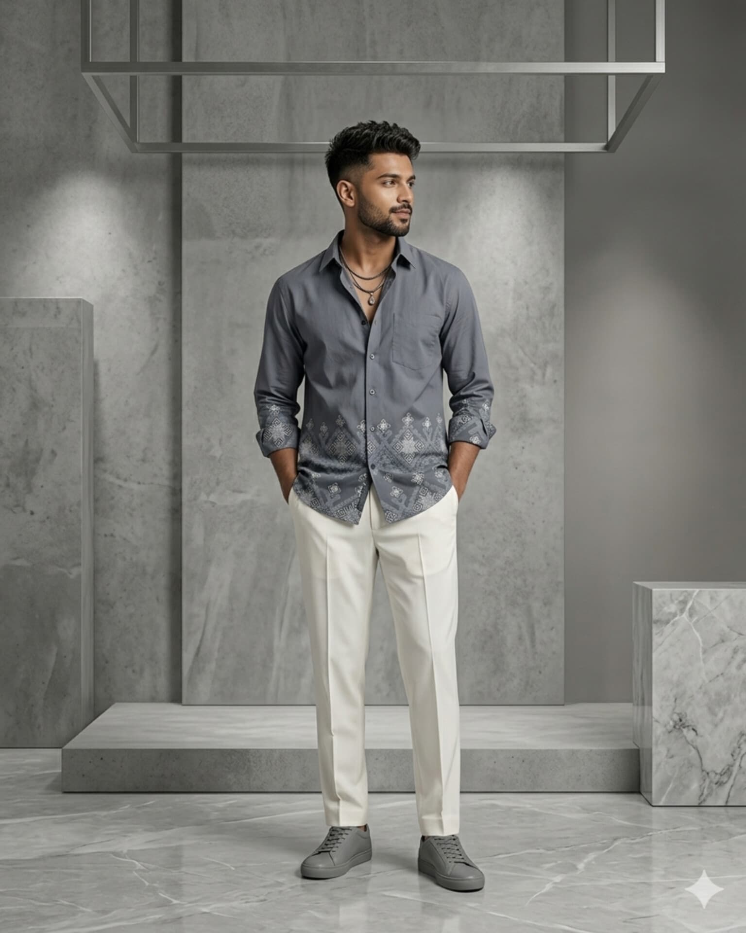 Royal pattern cotton shirt - View 1