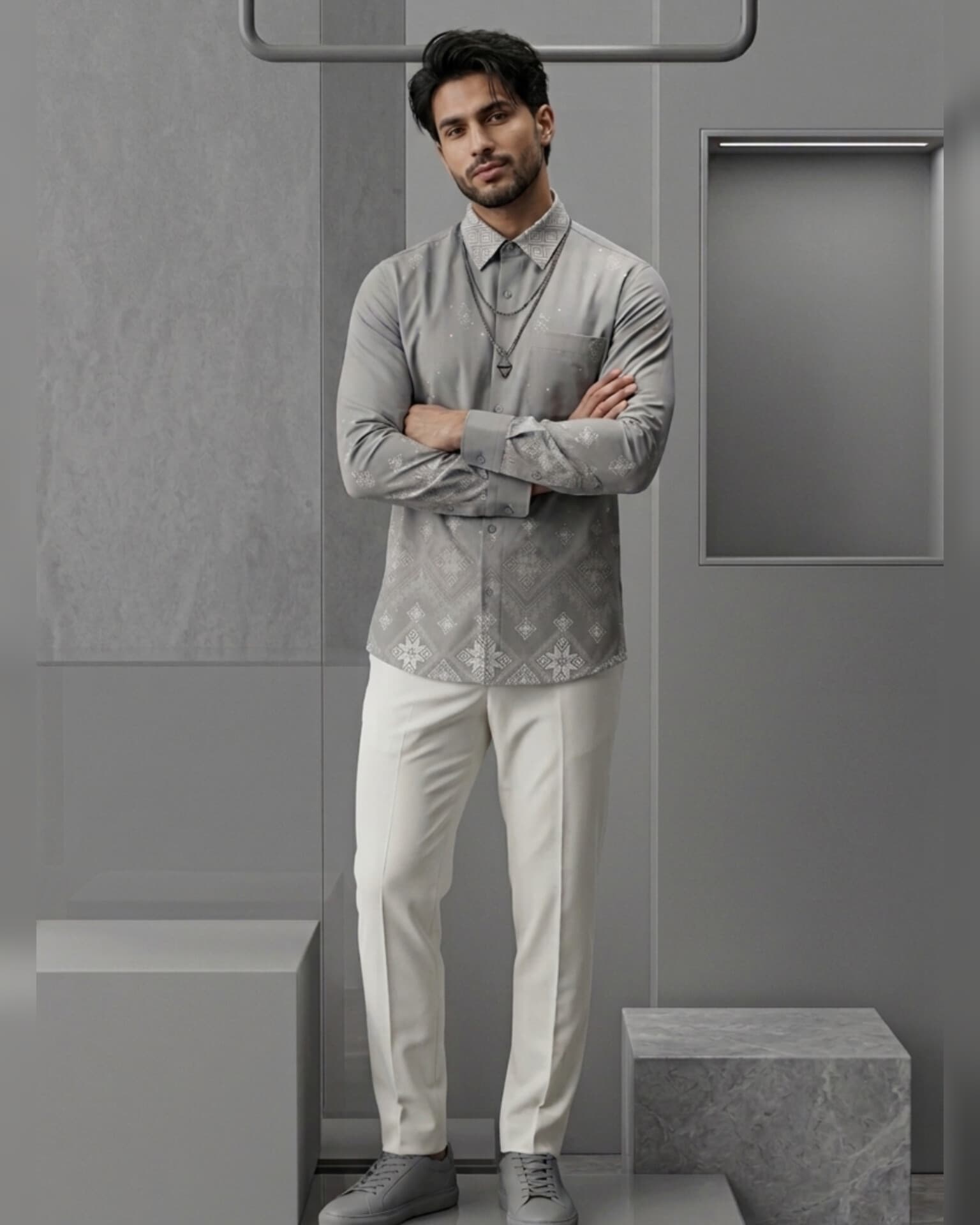 Royal pattern cotton shirt - View 8