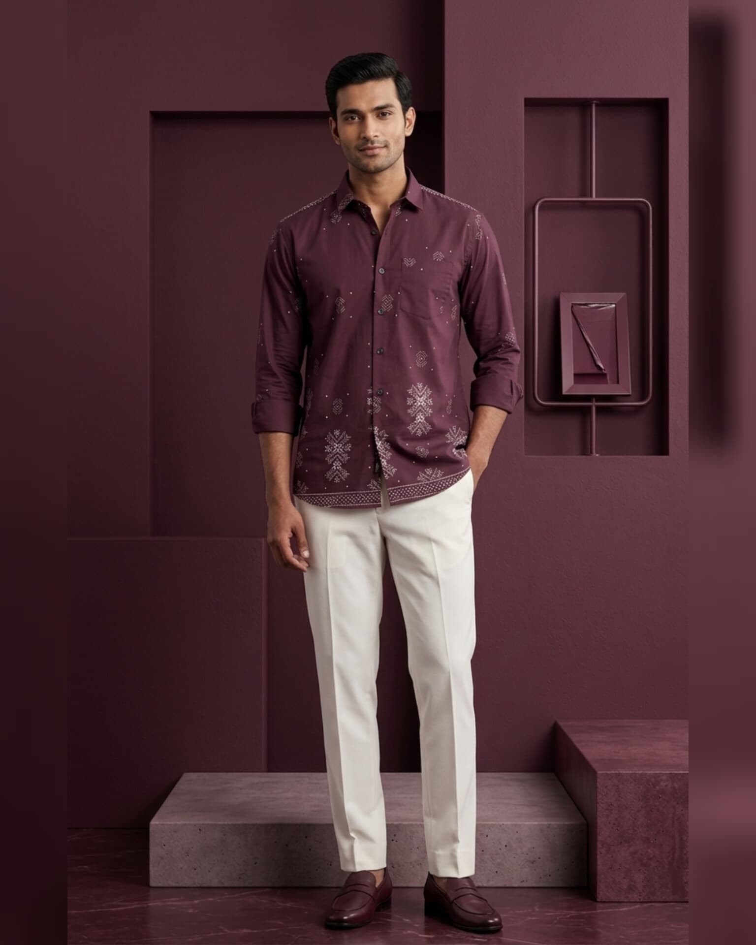 Royal pattern cotton shirt - View 10