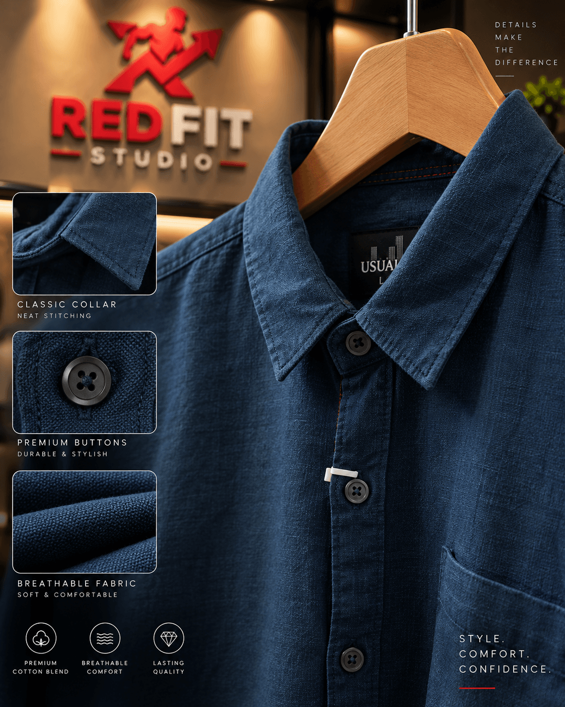 LINEN LUXE — Navy Blue - View 3