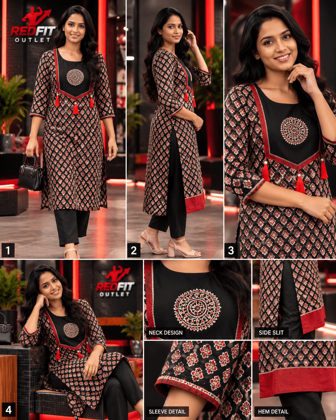 Royal Crimson Kurta - View 4