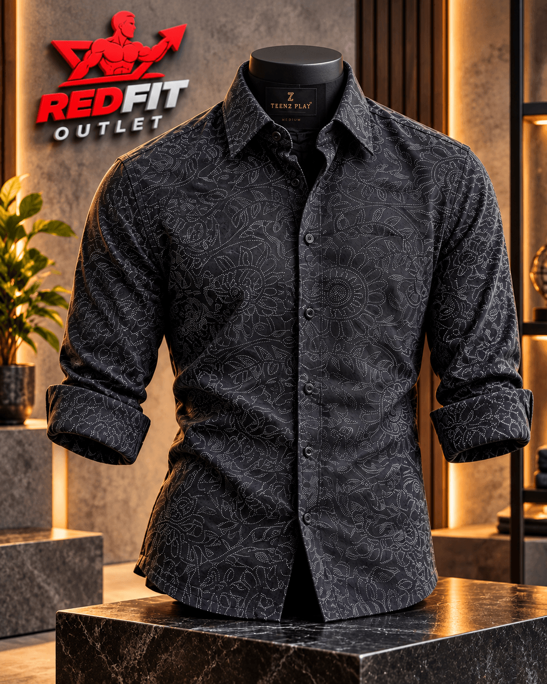 Black Royale Printed Shirt - View 1