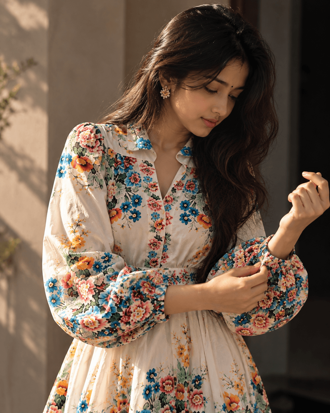 Floral Grace Puff-Sleeve Dress - View 3