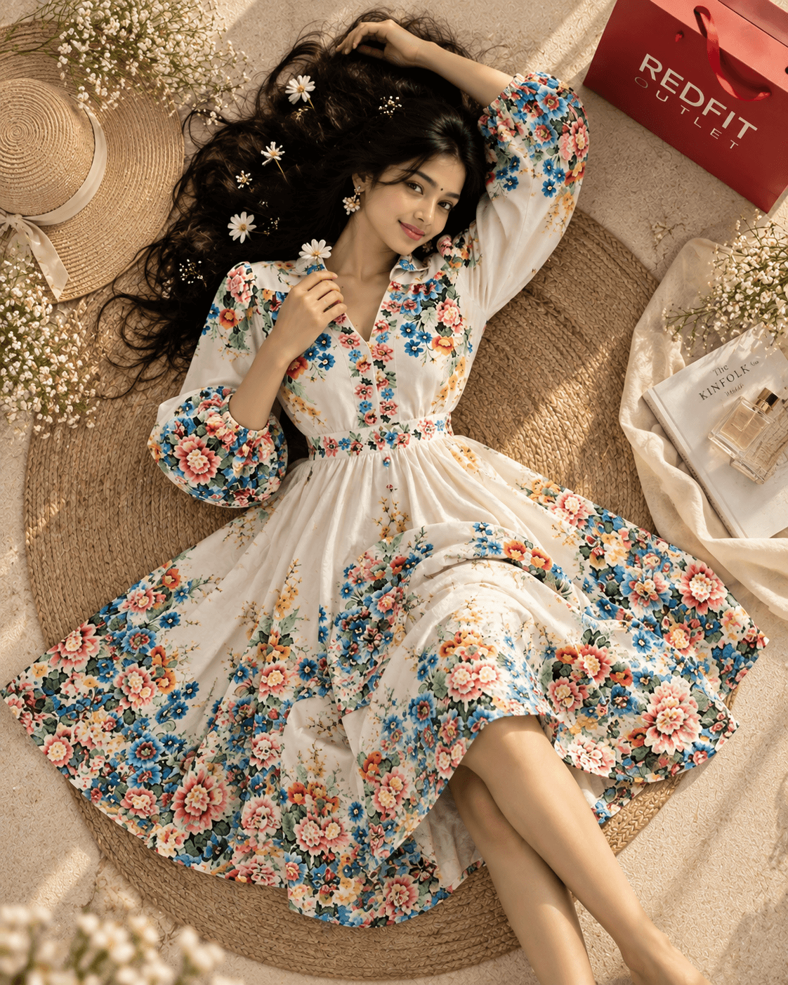 Floral Grace Puff-Sleeve Dress - View 1