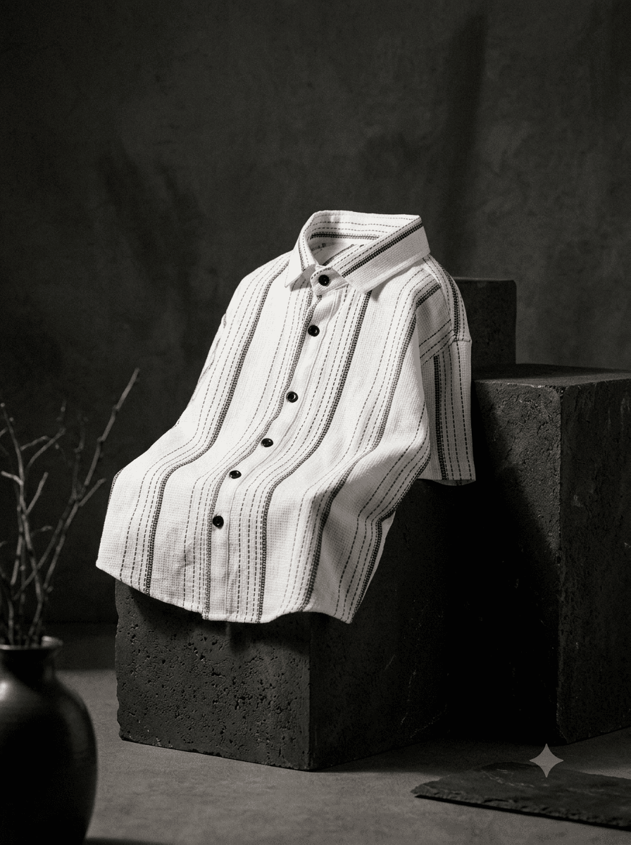 Rustic Stripe Jute Cotton Shirt - View 1