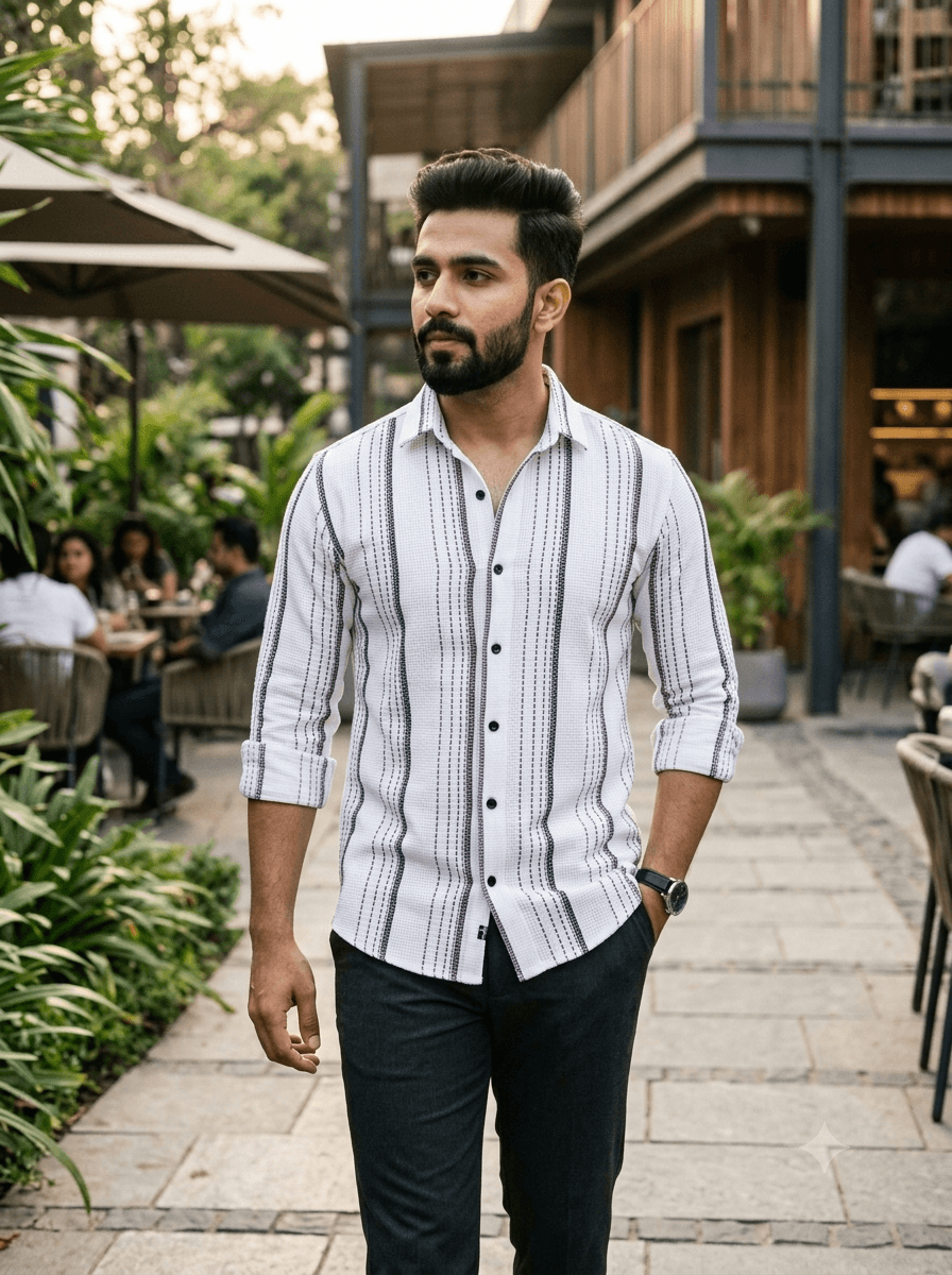 Rustic Stripe Jute Cotton Shirt - View 3