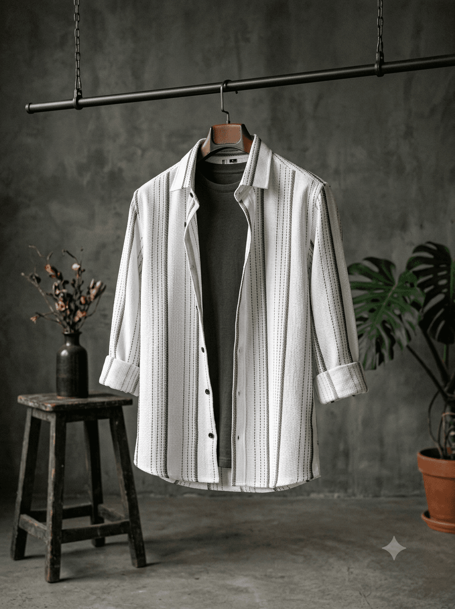 Rustic Stripe Jute Cotton Shirt - View 2